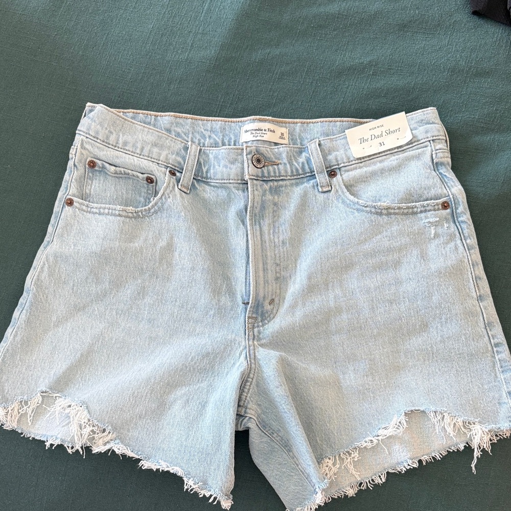 Abercrombie & Fitch Light Wash Dad-Style Denim Shorts